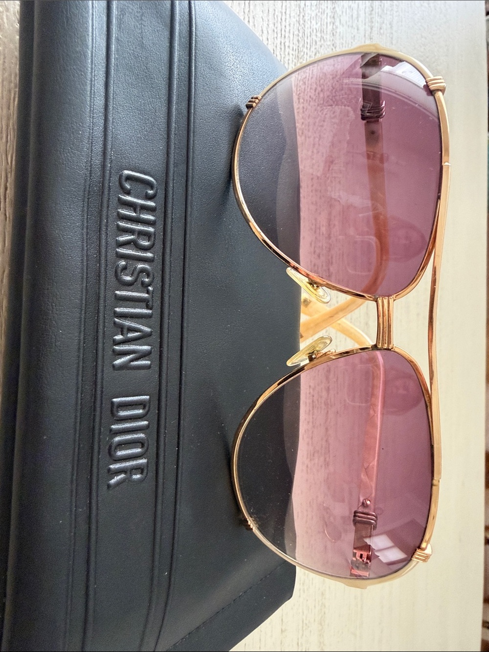 Dior Vintage Gold Frame Sunglasses with Gradient Purple Lenses